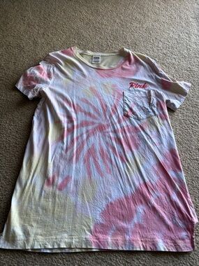 PINK Tie-Dye Pocket Tee in Pink & Yellow